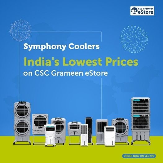 Great News!!
 Symphony Cooler’s India’s Lowest Prices on CSC Grameen eStore…
 …