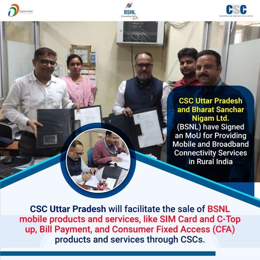 CSC Uttar Pradesh and Bharat Sanchar Nigam Ltd.(#BSNL) have Signed an MoU for Pr…