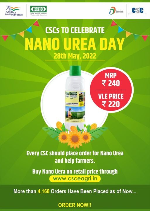 CSCs Celebrating “NANO UREA DAY”…
 More than 4,168 Orders Have Been Placed as …