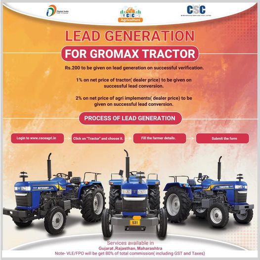 VLEs / FPOs can generate leads for Gromax Tractors and farm implements through C…