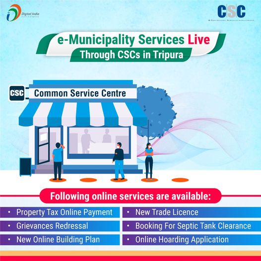e-Municipality Services Live through CSCs in #Tripura…
 Following online servi…