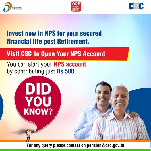 Invest now in NPS for your secured financial life post Retirement.
 Visit CSC to…