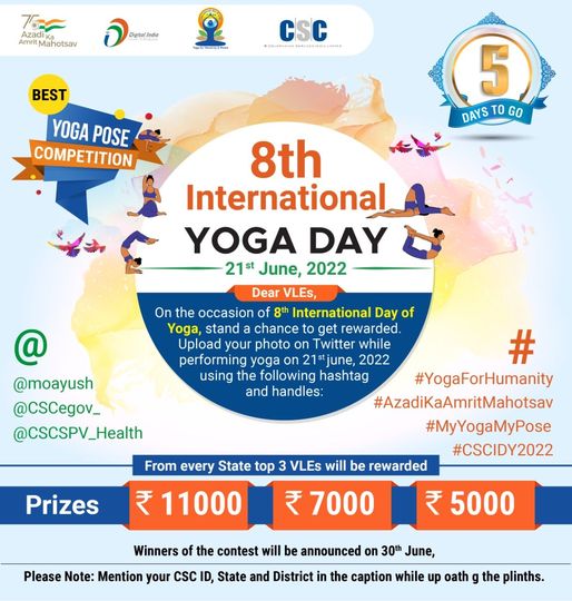 5 DAYS TO GO – CSC BEST YOGA POSE COMPETITION…

Dear VLEs, On the occasion of …