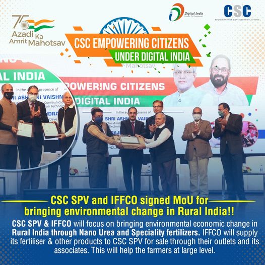 CSC SPV and #IFFCO signed MoU for bringing environmental change in Rural India!!…