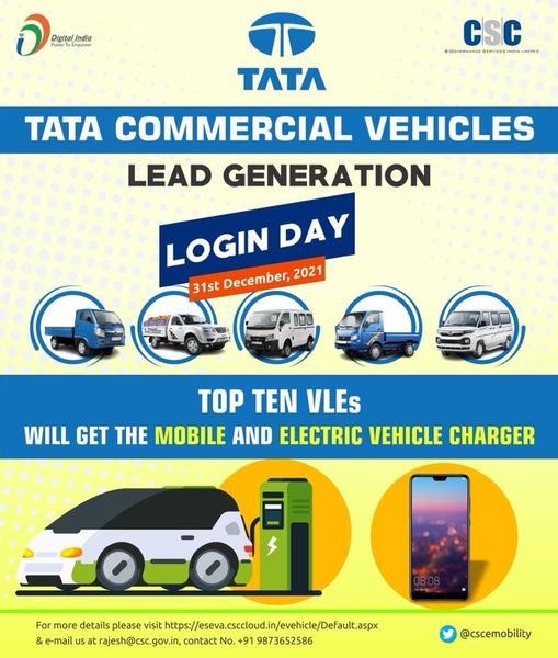 Tata Commercial Vehicle Lead Generation Login Day…
 Top Ten VLEs will get the …