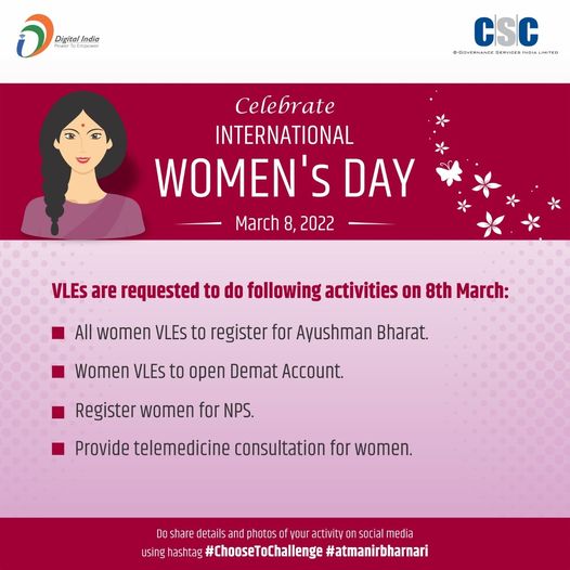 CELEBRATING INTERNATIONAL WOMEN’S DAY…

VLEs are requested to do the following…