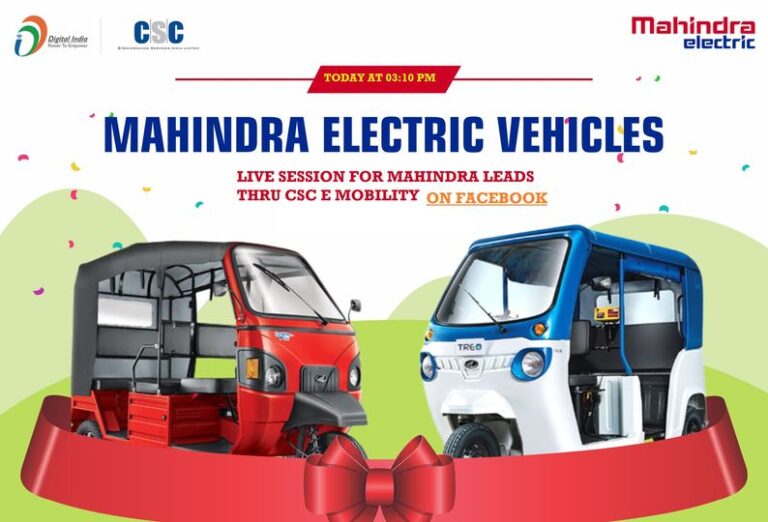 Mahindra Electric Vehicles…
 Join us LIVE on the #CSC Facebook Page(today), 10…