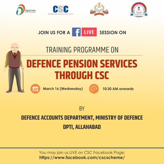 Training Programme on Defence Pension Services through CSC…
 Join us LIVE on t…