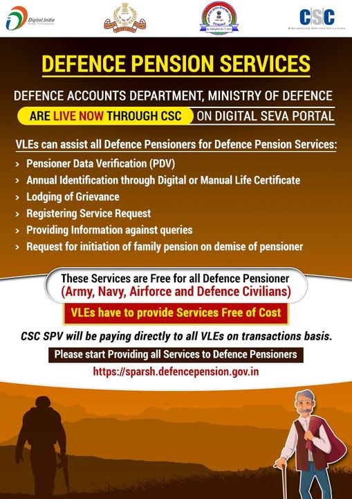 Defence Pension Services are Live Now with CSC’s Digital Seva Portal…

Now VLE…