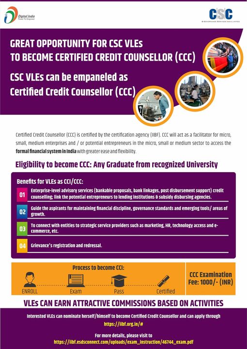 GREAT OPPORTUNITY FOR CSC VLES TO BECOME CERTIFIED CREDIT COUNSELLORS(CCC)…

A…