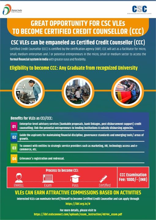 GREAT OPPORTUNITY FOR CSC VLES TO BECOME CERTIFIED CREDIT COUNSELLORS(CCC)…

A…