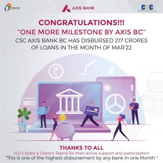 Congratulations!!
 One More Milestone by CSC Axis BCs…One of the Highest Loan …