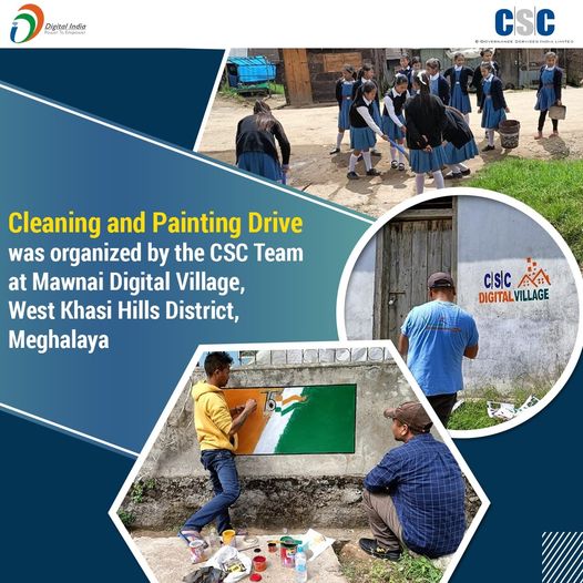 Cleaning and Painting Drive was organized by the CSC Team at Mawnai Digital Vill…