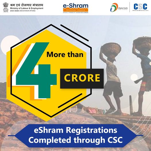 Congratulations!!
 More than 4 Crore e-Shram Registrations completed through #CS…