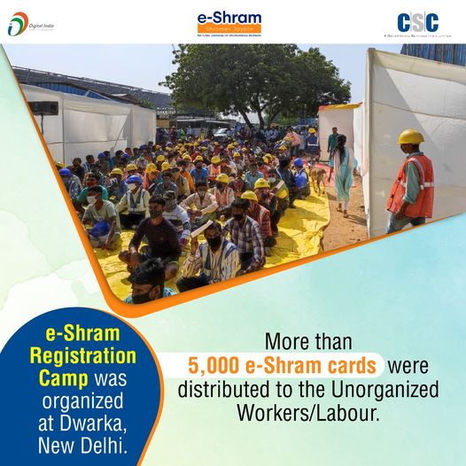 e-Shram Registration Camp was organized at Dwarka, New Delhi.
 More than 5,000 e…