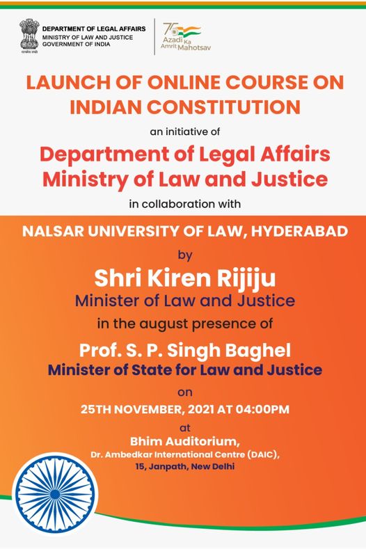 Hon’ble Union Minister for Law and Justice, Shri Kiren Rijiju to Launch an Online…