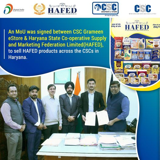 An MoU was signed between CSC Grameen eStore and Haryana State Co-operative Supp…