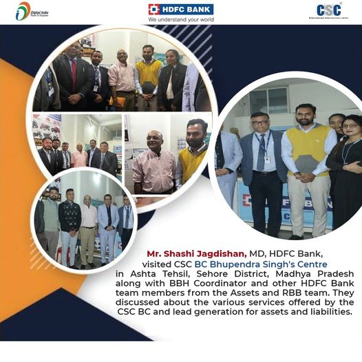 Mr.  Shashi Jagdishan, MD, #HDFC Bank, visited CSC BC Bhupendra Singh’s Center in…