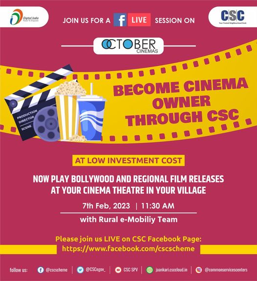 Want to become a cinema owner through CSC? Join us for a session today at 11:30 …