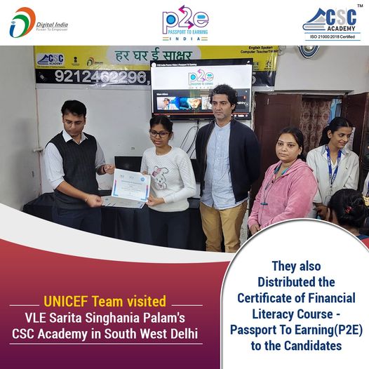 UNICEF Team visited VLE Sarita Singhania Palam’s CSC Academy in South West #Delh…