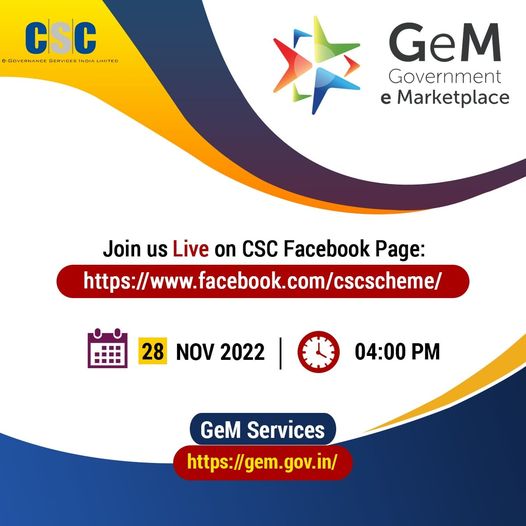 An Awareness Session for Government e Marketplace (GeM)…
 Join us LIVE on the …