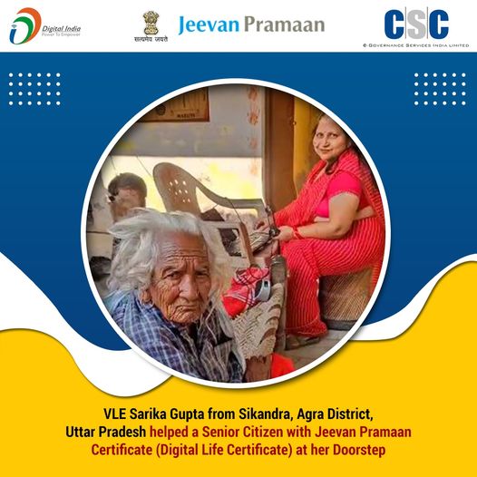 VLE Sarika Gupta from Sikandra, Agra District, Uttar Pradesh helped a Senior Citizen…