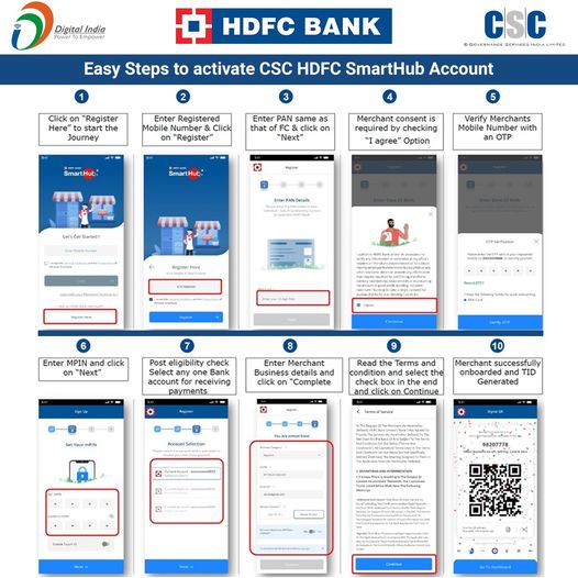 Easy Steps to activate CSC HDFC SmartHub Account!
 CSC HDFC bank Open SmartHub a…