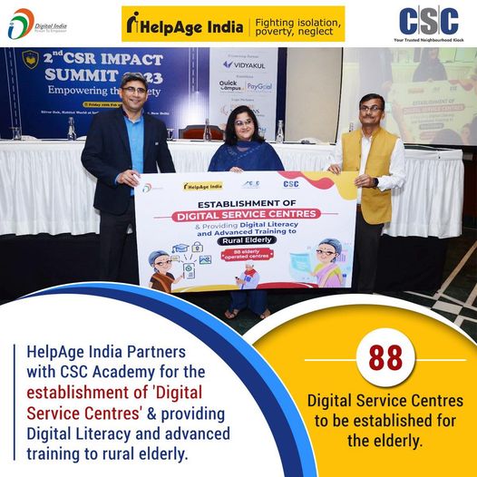 HelpAge India has partnered with CSC Academy for establishing Digital Service Ce…