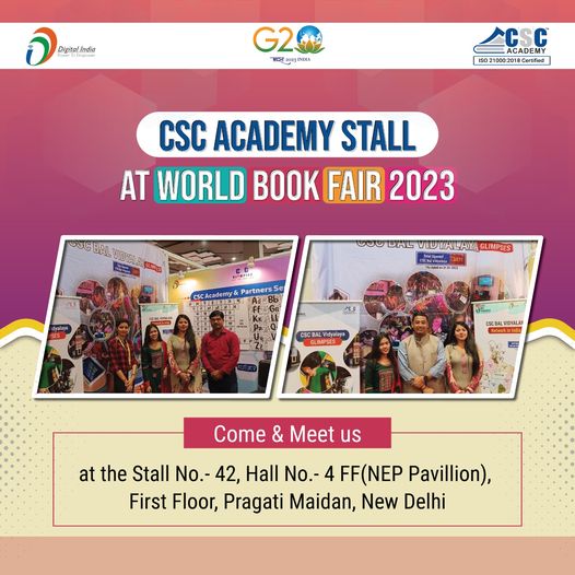 CSC Academy Stall at World Book  Fair 2023… Come & Meet us at Stall No.- 4…