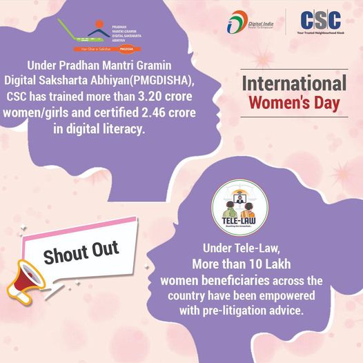 International Women’s Day Shout-out! CSC has reached out to more than 3.20 crore…