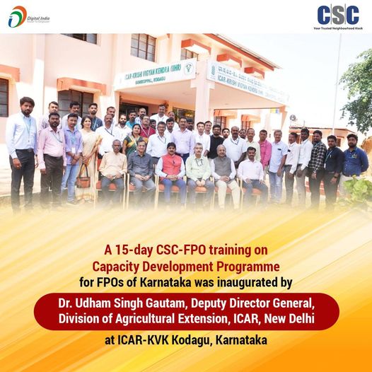 A 15-day Capacity Development Programme was conducted for CSC FPOs of Karnataka …