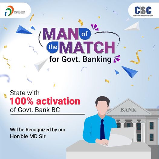 Man of the Match award for Govt Banking for  CSC State Heads! State Head who ach…