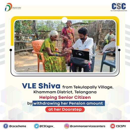VLE Shiva has been helping senior citizens withdraw pension at their doorsteps t…