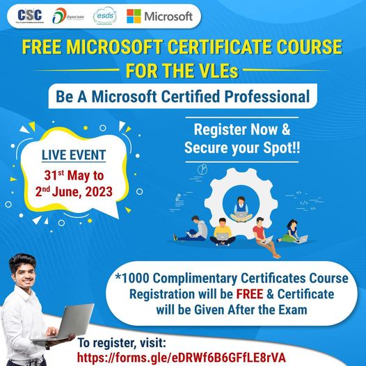 Microsoft is providing free Microsoft Certificate Courses to 1000 VLEs. Regardin…