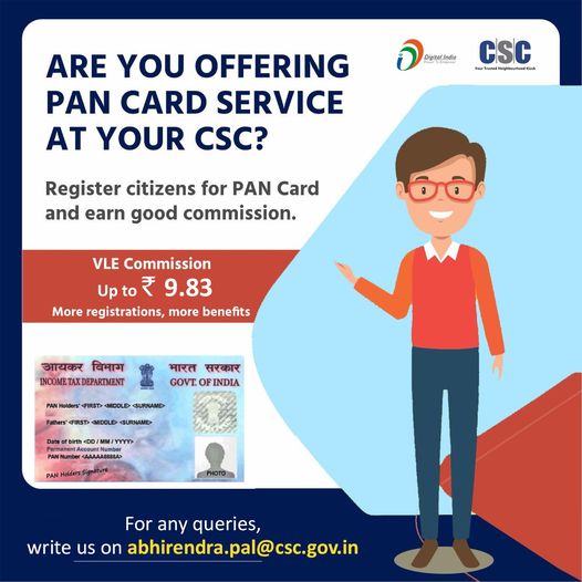 Are you offering PAN CARD Service at your #CSC?
 Dear VLEs, Register citizens fo…