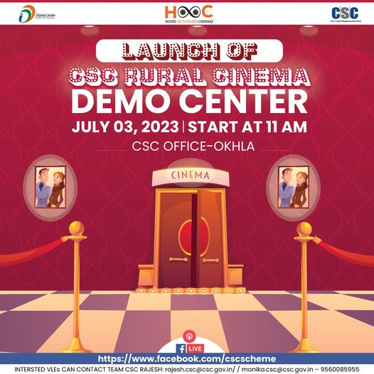 LAUNCH OF CSC RURAL CINEMA DEMO CENTER…
 Join us LIVE on the #CSC Facebook Pag…