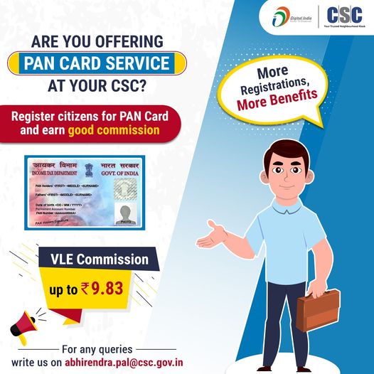 Are you offering PAN CARD Service at your #CSC?
 Dear VLEs, Register citizens fo…