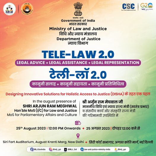 Ministry of Law and Justice is Launching TELE-LAW 2.0….

In the august presenc…