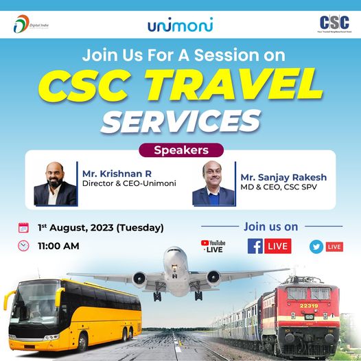 A Session on CSC Travel Services…
 Join Mr. Krishnan R, Director & CEO, #U…
