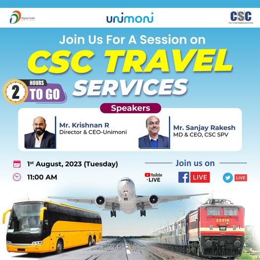 2 Hours To Go for a Session on CSC Travel Services..
 Join Mr. Krishnan R, Direc…
