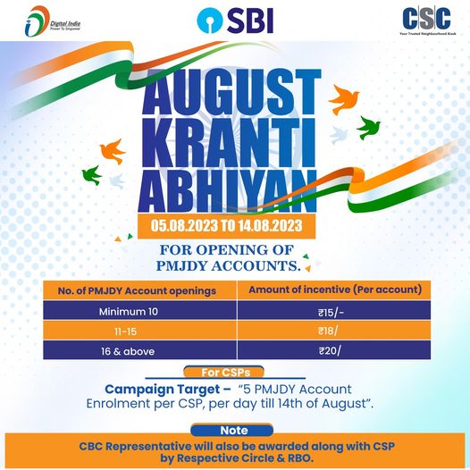 Great News for all #SBI CSP!!
 AUGUST KRANTI ABHIYAN – A golden opportunity to g…