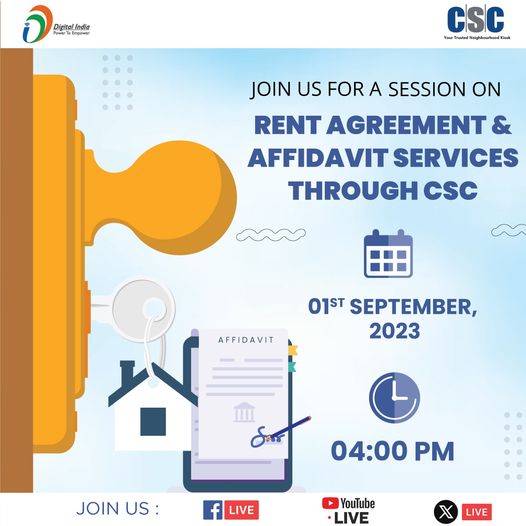 A Session on Rent Agreement & Affidavit Services through CSC…
 Join us LIV…