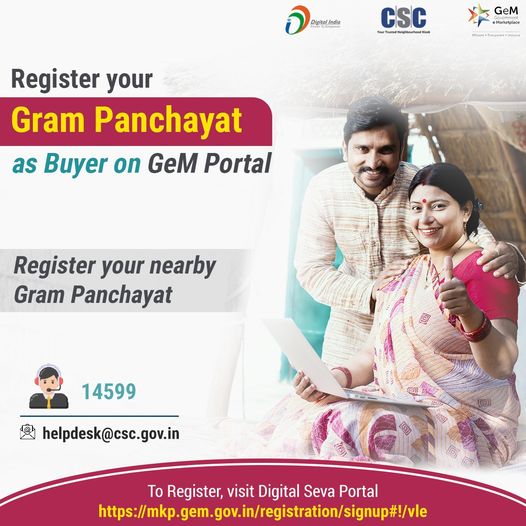 Register your Gram Panchayat as a Buyer on the #GeM Portal…
 To Register, visi…