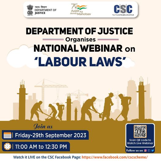 Department of Justice is organizing a NATIONAL WEBINAR on ‘LABOUR LAWS’…
 Join…
