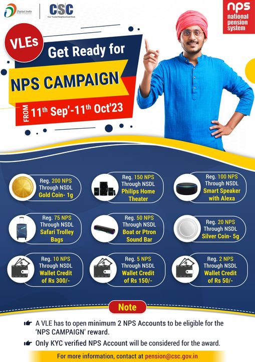 VLEs Participate in the #NPS CAMPAIGN…

Open NPS Accounts for the Citizens thr…