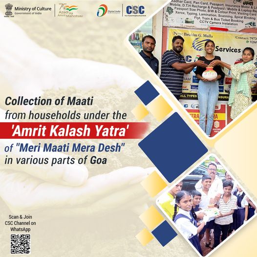Collection of Maati from households under the ‘Amrit Kalash Yatra’ of “Meri Maat…