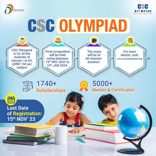 CSC OLYMPIAD…

Last Date of Registration: 15th November, 2023

– Final competi…
