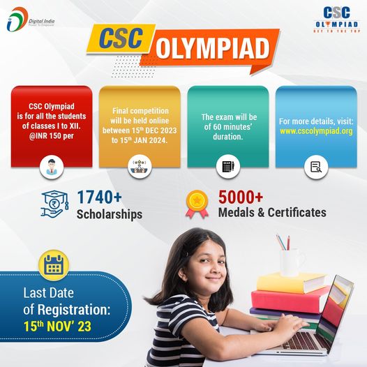 CSC OLYMPIAD…

Last Date of Registration: 15th November, 2023

– Final competi…