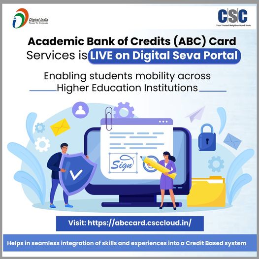 Academic Bank of Credits(ABC) Card Services is LIVE on #DigitalSevaPortal…

En…