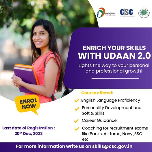 Enrich your Skills with Udaan 2.0…

LIGHTS THE WAY TO YOUR PERSONAL AND PROFES…